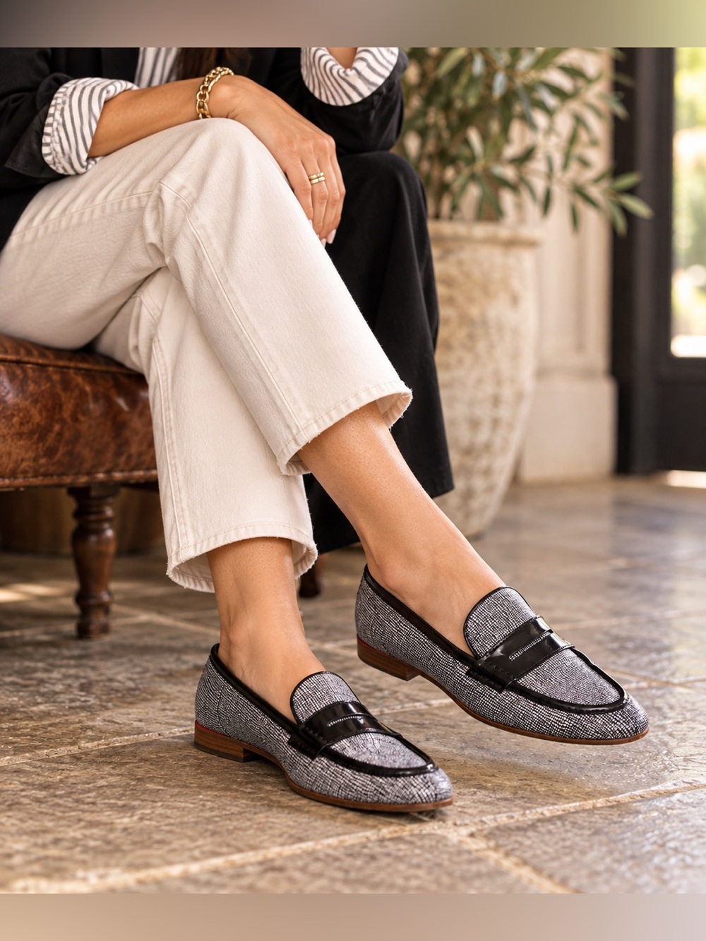 Rag & Bone Dina Penny Loafers Black White Leather Italy Size 39 MSRP $495